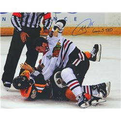 Andrew Shaw Signed Blackhawks 2013 Stanley Cup Finals Fight 16X20 Photo W/Game 3 TKO