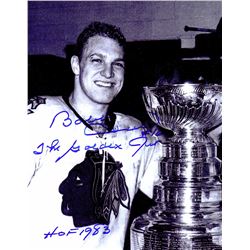 Bobby Hull Signed Chicago Blackhawks B&W With Stanley Cup 11X14 Photo W/HOF 1983, The Golden Jet