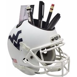 West Virginia Mountaineers (White Matte) NCAA Football Schutt Mini Helmet Desk Caddy