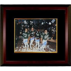 Marty Lyons Signed New York Jets Sack Exchange 16X20 Photo Custom Framed W/ 4 Signatures- Steiner Ho