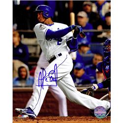 Alcides Escobar Signed Kansas City Royals 2015 World Series Swinging Action 8X10 Photo