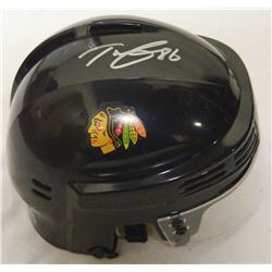Teuvo Teravainen Signed Chicago Blackhawks Black Hockey Mini Helmet