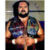Image 1 : Arn Anderson Signed Wrestling Holding Belts 8X10 Photo