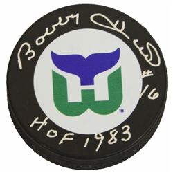 Bobby Hull Signed Hartford Whalers Logo Hockey Puck W/HOF 1983