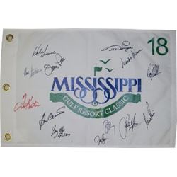 Craig Stadler Signed Mississippi Gulf Resort Classic 2010 White 19X13 Flag W/13 Signatures