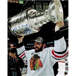 Nick Leddy Signed Blackhawks 2013 Stanley Cup Trophy 8X10 Photo W/2013 SC Champs