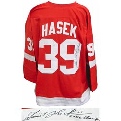 Dominik Hasek Signed Red Custom Jersey W/2X SC Champs