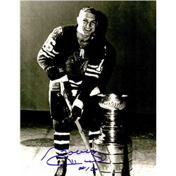 Bobby Hull Signed Chicago Blackhawks On Ice With Stanley Cup 11X14 Photo