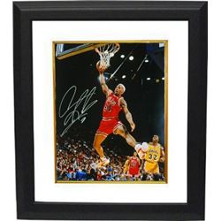 Dennis Rodman Signed Chicago Bulls 16X20 Photo Vs Magic Johnson Custom Framed