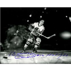 Bobby Hull Signed Chicago Blackhawks B&W Action 8X10 Photo W/HOF 1983