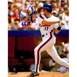 Tim Teufel Signed New York Mets Batting Action 8X10 Photo W/86 WSC