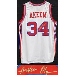 Hakeem Olajuwon Signed White Throwback Basketball Custom Jersey