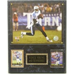 Vince Young Titans Unsigned 8X10 Photo And 2 Card Plaque