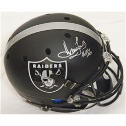 Howie Long Signed Raiders Custom Black Matte Full Size Replica Helmet W/HOF 00