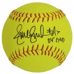 Jennie Finch Signed Rhino Official 12 Inch Yellow Softball W/04 Gold