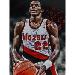 Clyde Drexler Signed Portland Trail Blazers 16X20 Photo HOF 04 (Foul Shot Spotlight)
