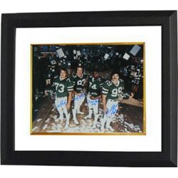 Marty Lyons Signed New York Jets Sack Exchange 16X20 Photo Custom Framed W/ 4 Signatures- Steiner Ho