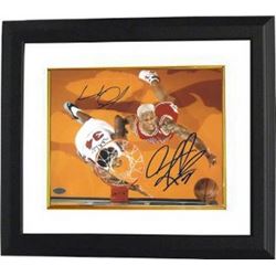 Dennis Rodman Signed Chicago Bulls 8X10 Photo Custom Framed W/ Charles Oakley