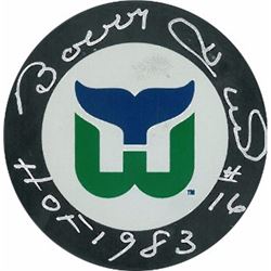 Bobby Hull Signed Hartford Whalers Hockey Puck HOF 1983