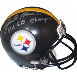 Jack Ham Signed Pittsburgh Steelers Replica Mini Helmet Black Mask 4X SB Champs (Silver Sig)