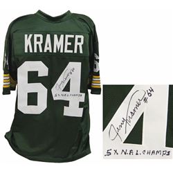 Jerry Kramer Signed Green Throwback Custom Football Jersey W/5X NFL Champs