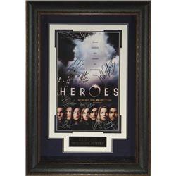Greg Grunberg Signed Heroes 22X30 Masterprint Poster Leather Framed 7 Cast Sigs (Tv/Entertainment/Ph