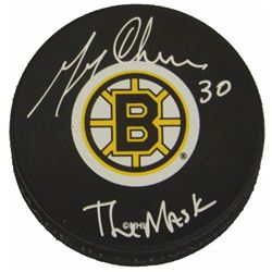 Gerry Cheevers Signed Boston Bruins Logo Hockey Puck W/The Mask