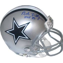 Bob Lilly Signed Dallas Cowboys Riddell Mini Helmet HOF 80 (Blue Sig)