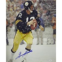 Terry Bradshaw Signed Pittsburgh Steelers 16X20 Photo In The Snow- JSA Hologram (Black Jersey)