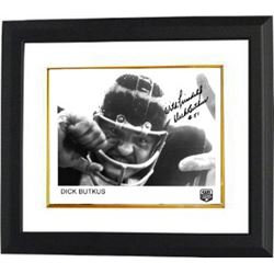 Dick Butkus Signed Chicago Bears 8X10 B&W Photo Custom Framed With Friendship #51