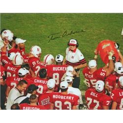 Tom Osborne Signed Nebraska Cornhuskers 16X20 Photo Gatorade (3X National Champ-Black Sig)