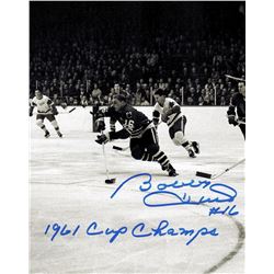 Bobby Hull Signed Blackhawks B&W 1961 Finals Action 8X10 Photo W/1961 Cup Champs