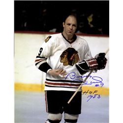 Bobby Hull Signed Chicago Blackhawks Blood On Jersey 11X14 Photo W/HOF 1983