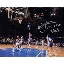 Christian Laettner Signed Duke Blue Devils Horizontal Metallic 16X20 Photo The Shot 3/28/92 Vs KY Bu