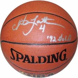 Christian Laettner Signed Indoor/Outdoor Basketball 92 GOLD- JSA Hologram (Olympic Team USA)