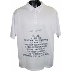 Ivan Lendl Signed Tennis Signed Tennis White Polo Shirt W/ Embroidered Stats