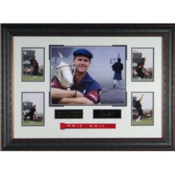 Payne Stewart Unsigned US Open Eng Signature 22X33 Tribute Leather Framed Photo W/ WWJD Red Bracelet