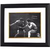 Image 1 : Jake Lamotta Signed Vintage B&W Boxing 16X20 Photo Custom Framed Raging Bull (On Right)