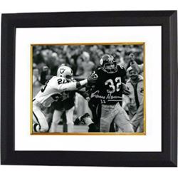 Franco Harris Signed Pittsburgh Steelers 16X20 B&W Photo Custom Framed (Immaculate Reception)