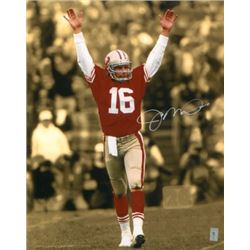 Joe Montana Signed San Francisco 49Ers 16X20 Photo (Sepia Spotlight Arms Up)- Montana Hologram
