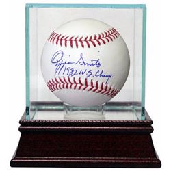 Ozzie Smith Signed Official Major League Baseball 1982 W.S. Champs W/ Glass Case (St. Louis Cardinal