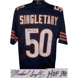 Mike Singletary Signed Chicago Bears Navy Prostyle Jersey XL #50 HOF 98 (Center)- JSA Hologram