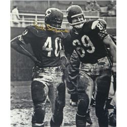 Gale Sayers Signed Chicago Bears Standing On Field With Mike Ditka 16X20 Photo