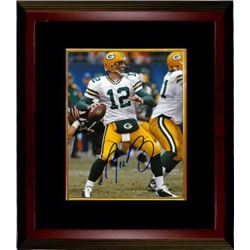 Aaron Rodgers Signed Green Bay Packers 8X10 Photo Custom Framed  (White Jersey)
