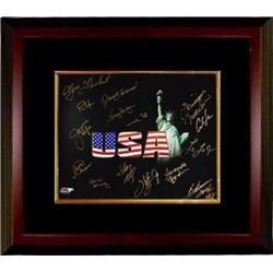 Mark Spitz Signed Olympic Winners 16X20 Photo Custom Framed (Black USA) W/ 15 Signatures (14 Gold Me