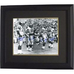 Jim Marshall Signed Minnesota Vikings 16X20 Vintage B&W Photo Custom Framed- 4 Signatures