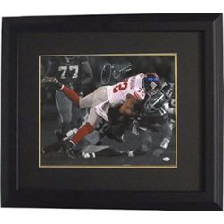Osi Umenyiora Signed New York Giants 16X20 Photo Custom Framed Spotlight Vs 49Ers- JSA Hologram
