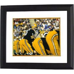 Bart Starr Signed Green Bay Packers 8X10 Photo Custom Framed (Green Jersey)