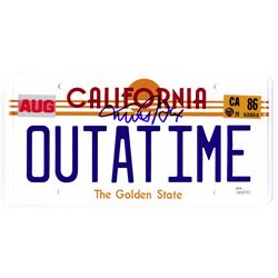 Michael J Fox Signed Back To The Future California 'OUTATIME' Delorean Replica License Plate
