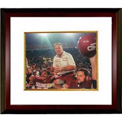 Barry Switzer Signed Oklahoma Sooners 8X10 Color Photo Custom Framed (1985 National Champs-Carried O